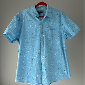 Wallin & Bros Light Blue Men's Casual Shirt with sailboat Pattern